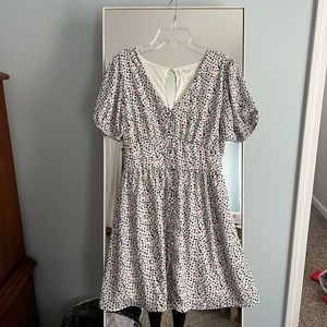 Short Sleeve Sienna Sky Blue and Red Floral Dress